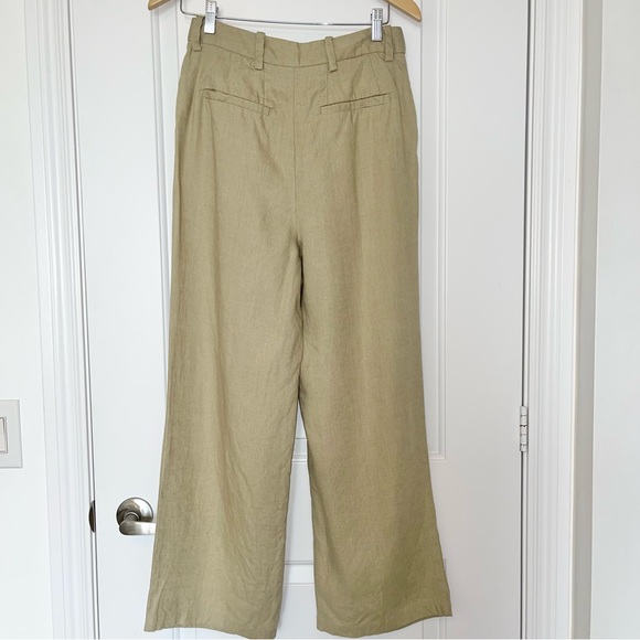 Oak and Fort 100% Linen Straight Leg Pants, beige, size 6 - Picture 11 of 15